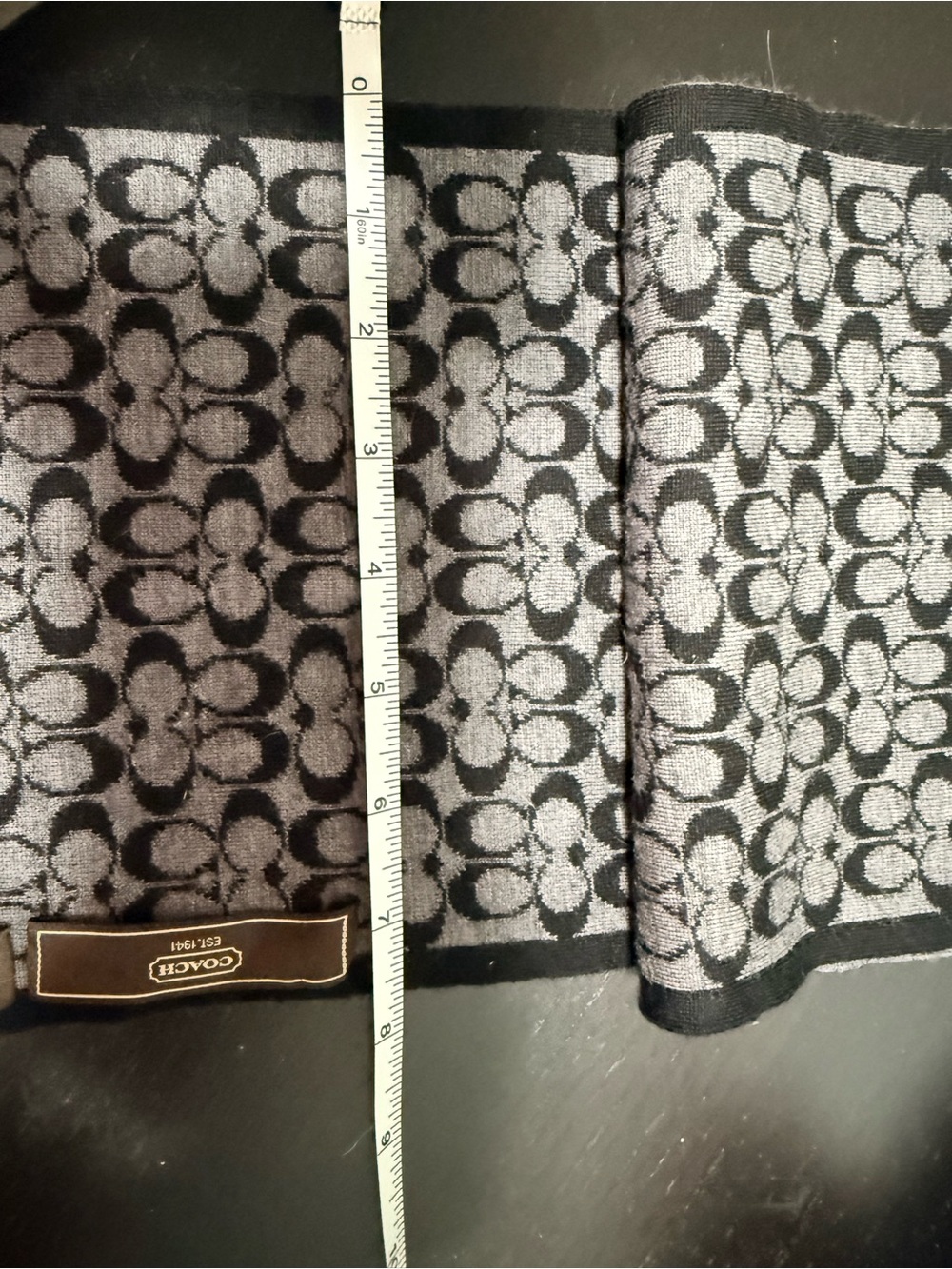 Coach Black and Gray Monogram Jacquard Throw Blanket